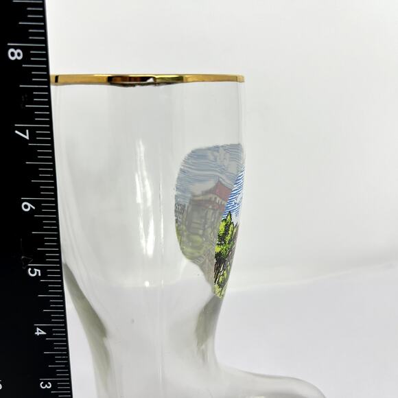 October Fest Liquor Beer Boot GLASS Cup Augsburg Pressed Clear Collect RARE VTG - Picture 3 of 12